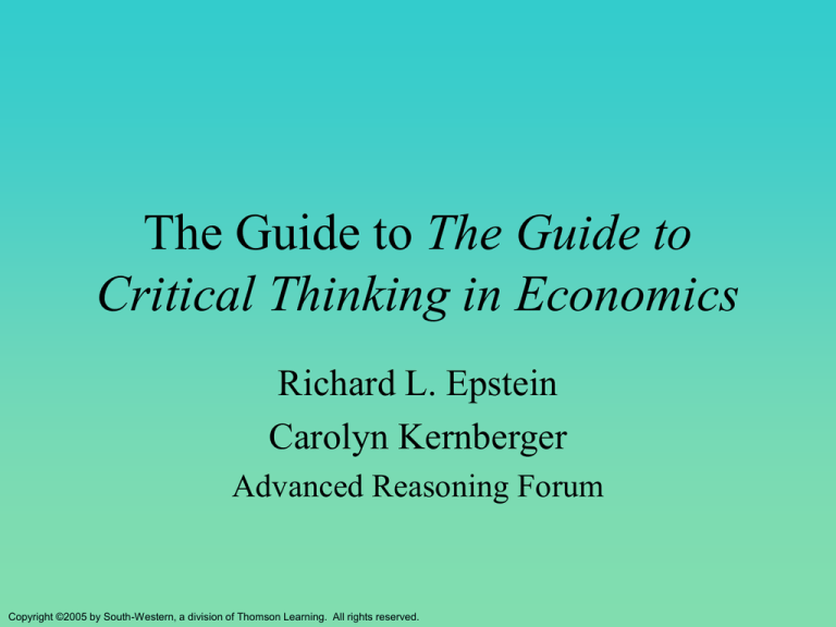 critical thinking definition economics