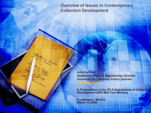 Overview of Issues in Contemporary Collection