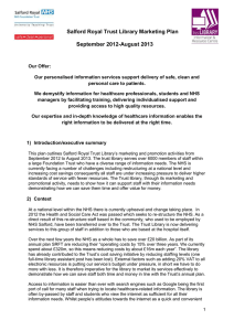Salford Royal Trust Library Marketing Plan September 2012