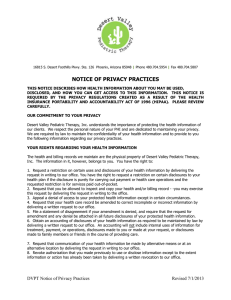 HIPAA Privacy Notice DVPT - Desert Valley Pediatric Therapy
