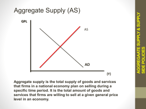 AGGREGAATE SUPPLY & SUPPLY SIDE POLICIES Increase level