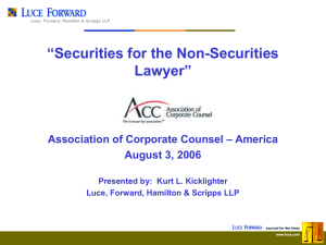 Securities as - Association of Corporate Counsel