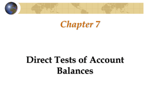Chapter Seven: Direct Tests of Account Balances