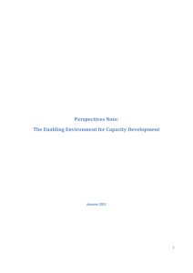 Perspectives Note: The Enabling Environment for