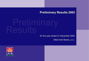 Preliminary Results 2003