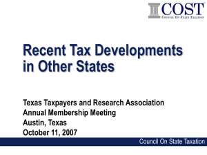 State Tax Policy Update - Texas Taxpayers and Research Association