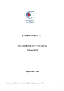 ATILIM UNIVERSITY DEPARTMENT OF PSYCHOLOGY