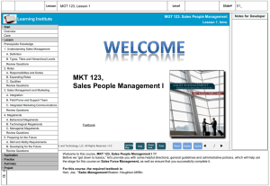 WeLcome MKT 123, Sales People Management I