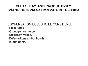 CH. 11. PAY AND PRODUCTIVITY: WAGE DETERMINATION