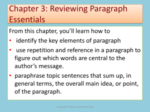 Chapter 3: Reviewing Paragraph Essentials