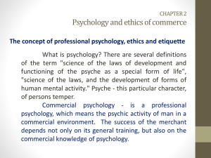 The concept of professional psychology, ethics and etiquette