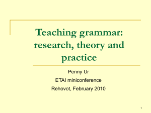 Teaching grammar: Research, theory and practice