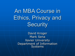 Course Profile: MBA Course in Ethics, Privacy & Security