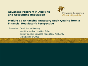 3. Irish Financial Regulator's liaison with External Auditors 3.5