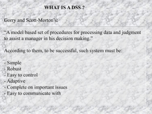 What is a DSS? - Information Services and Technology