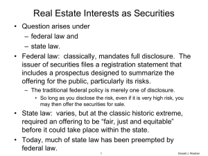 Real Estate Interests as Securities - Florida State University College
