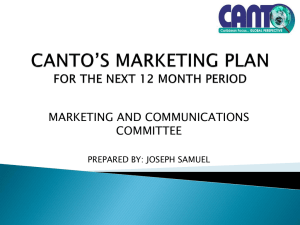 Proposed CANTO 2016 Marketing Plan