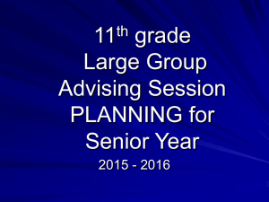 11th grade Large Group Advising Session PLANNING for Senior Year