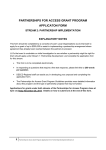 Partnerships for Access Grant Program Application Form * Stream 2