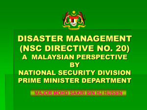 policy and mechanism in the management of national disaster