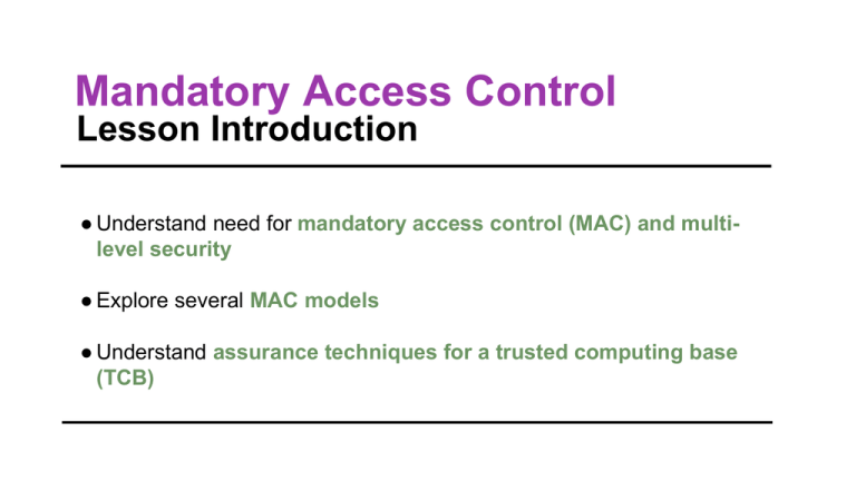 Mandatory access control что это