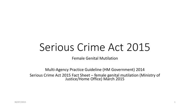 Serious Crime Act 2015 Essex Safeguarding Children Board