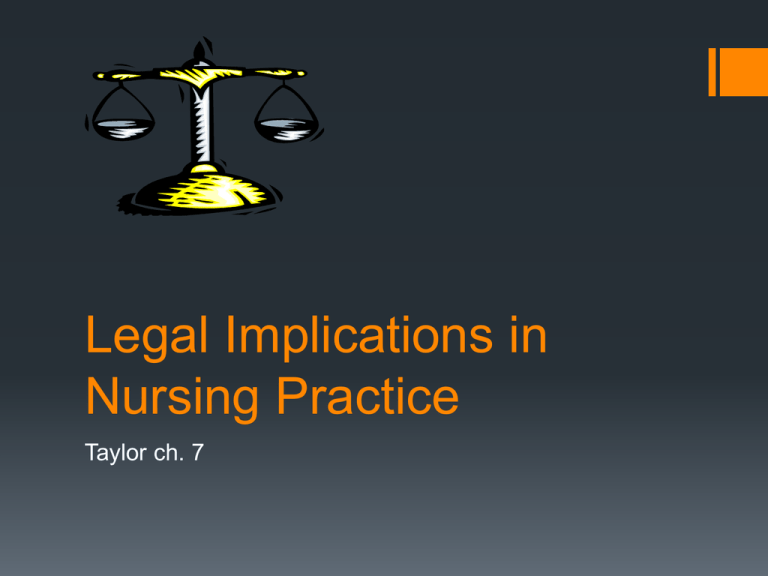 Legal Implications In Nursing Practice