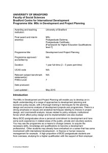 MSc in Development and Project Planning