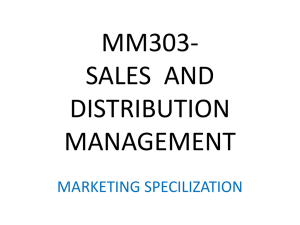 MM303- SALES AND DISTRIBUTION MANAGEMENT