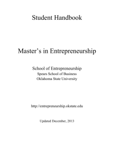 Student Handbook Master's in Entrepreneurship School of