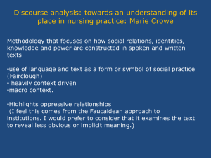 Discourse analysis: towards an understanding of its place in nursing