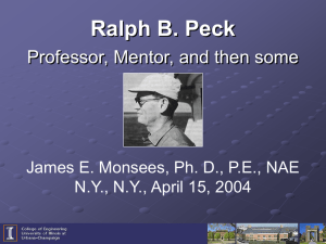 Professor, Mentor, and then some - Professor Ralph Peck's Legacy