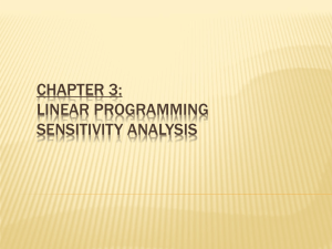 Chapter 4: Linear Programming Sensitivity Analysis