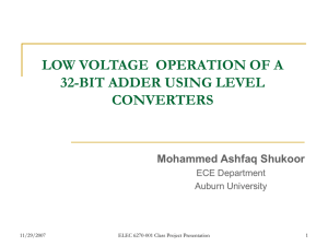 low voltage operation of a 32-bit adder using
