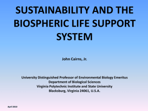SUSTAINABILITY AND THE BIOSPHERIC LIFE SUPPORT SYSTEM