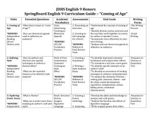 English 9 Honors Curriculum Plan