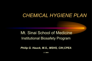 chemical hygiene plan - Icahn School of Medicine at Mount Sinai