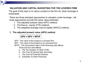 valuation and capital budgeting for the levered firm