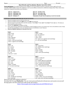 Name: Date: Period: ______ Vocabulary Word List (flashcards are