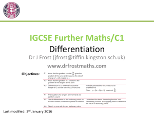 Slides: IGCSE Further Maths - Differentiation