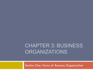 Chapter 3: Forms of business organizations