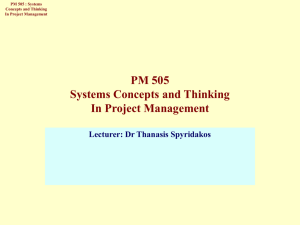 PM 505 Systems Concepts and Thinking In Project Management