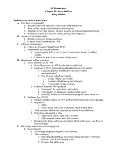 AP Government Chapter 19: Social Welfare Study Outline Social