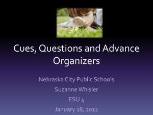 Cues, Questions and Advance Organizers