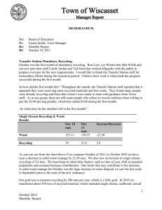 Town of Wiscasset Manager Report Town of Wiscasset Airport