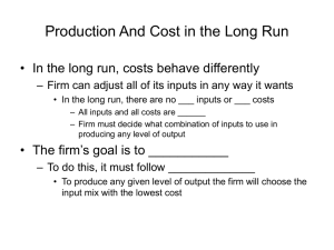Production And Cost in the Long Run