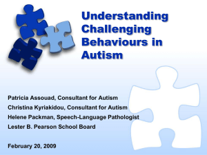 Behaviour Management for Students with An Autism Spectrum Disorder