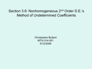 Nonhomogeneous Linear Differential Equations for MTH-314