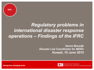 Regulatory problems in international disaster response operations