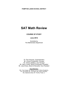 SAT Math Review - Pompton Lakes School District